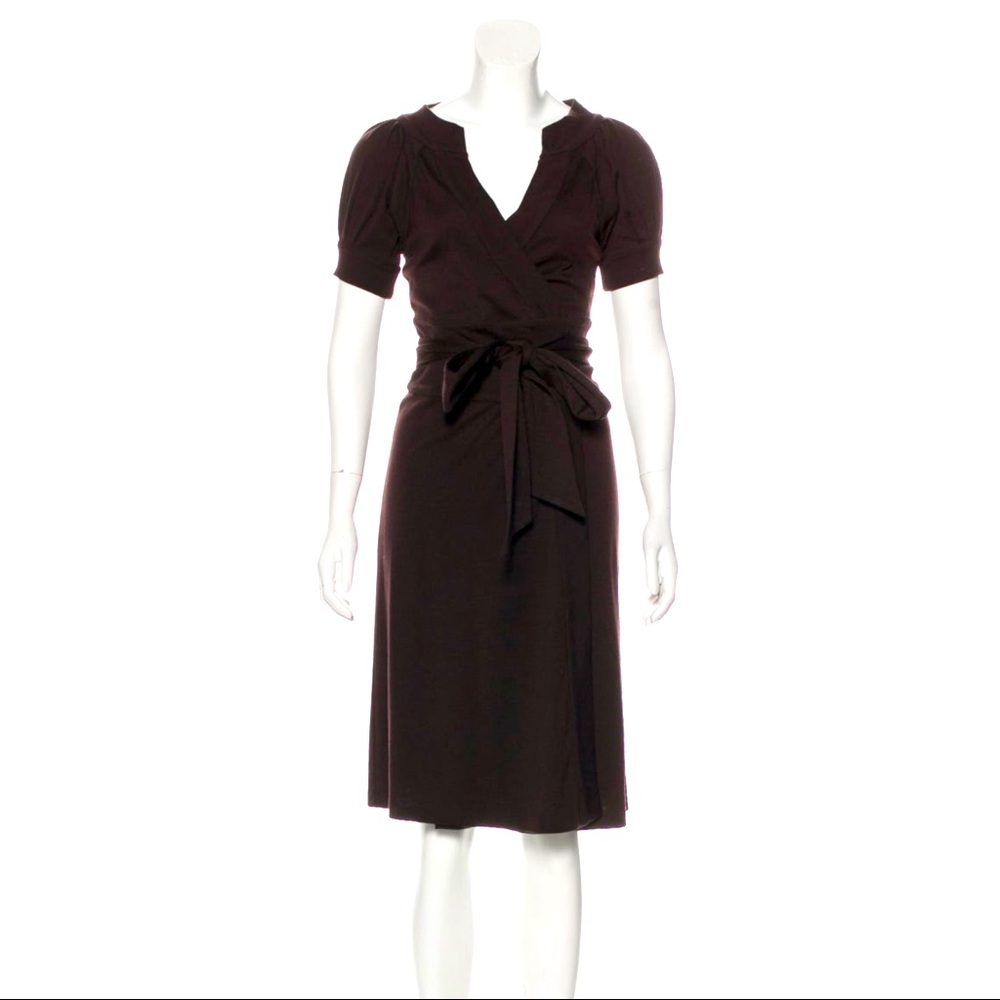 DVF Wool Wrap Dress - Brown - Size 4